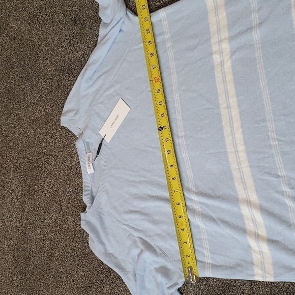 NWT Calvin Klein linen blend striped lightweight crew neck sweater top - Picture 7 of 8